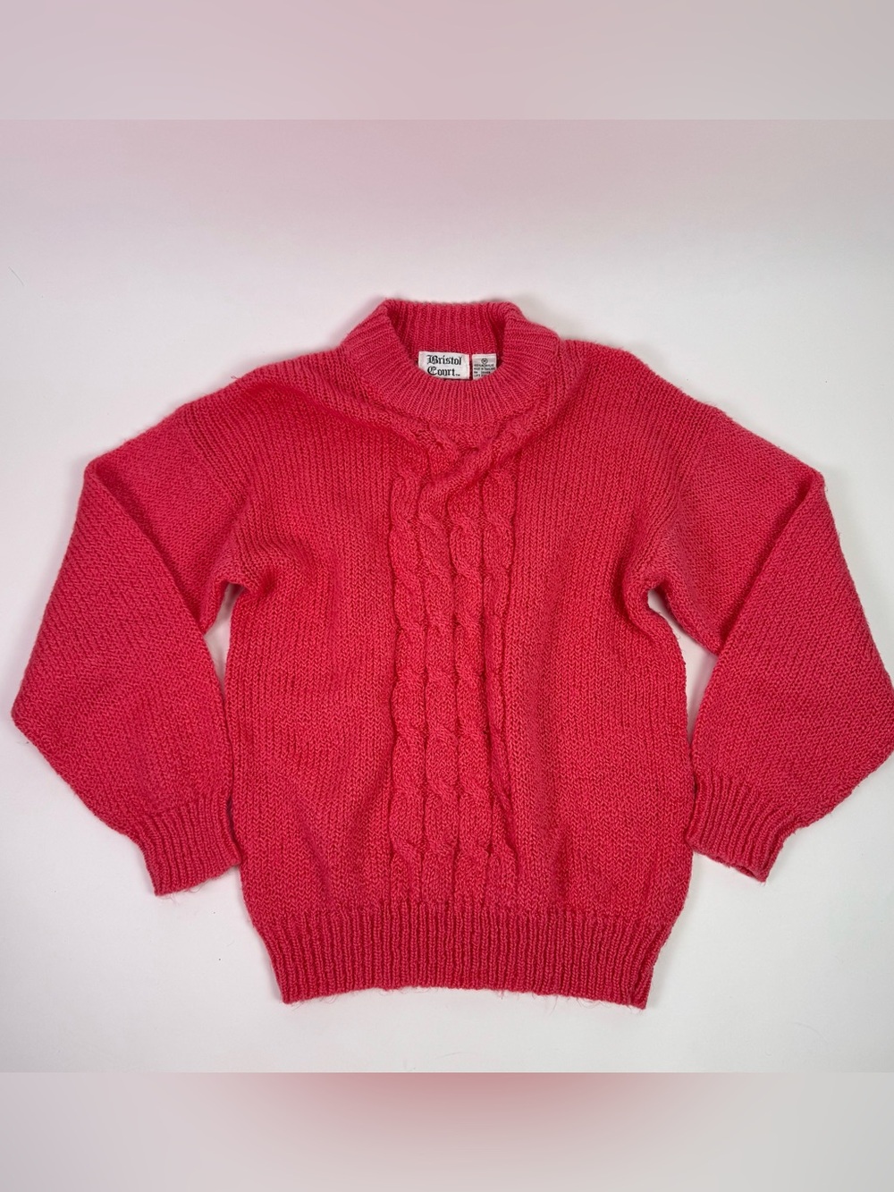Vintage Barbie pink cable knit cozy sweater | size M | Bristol Court holiday fun